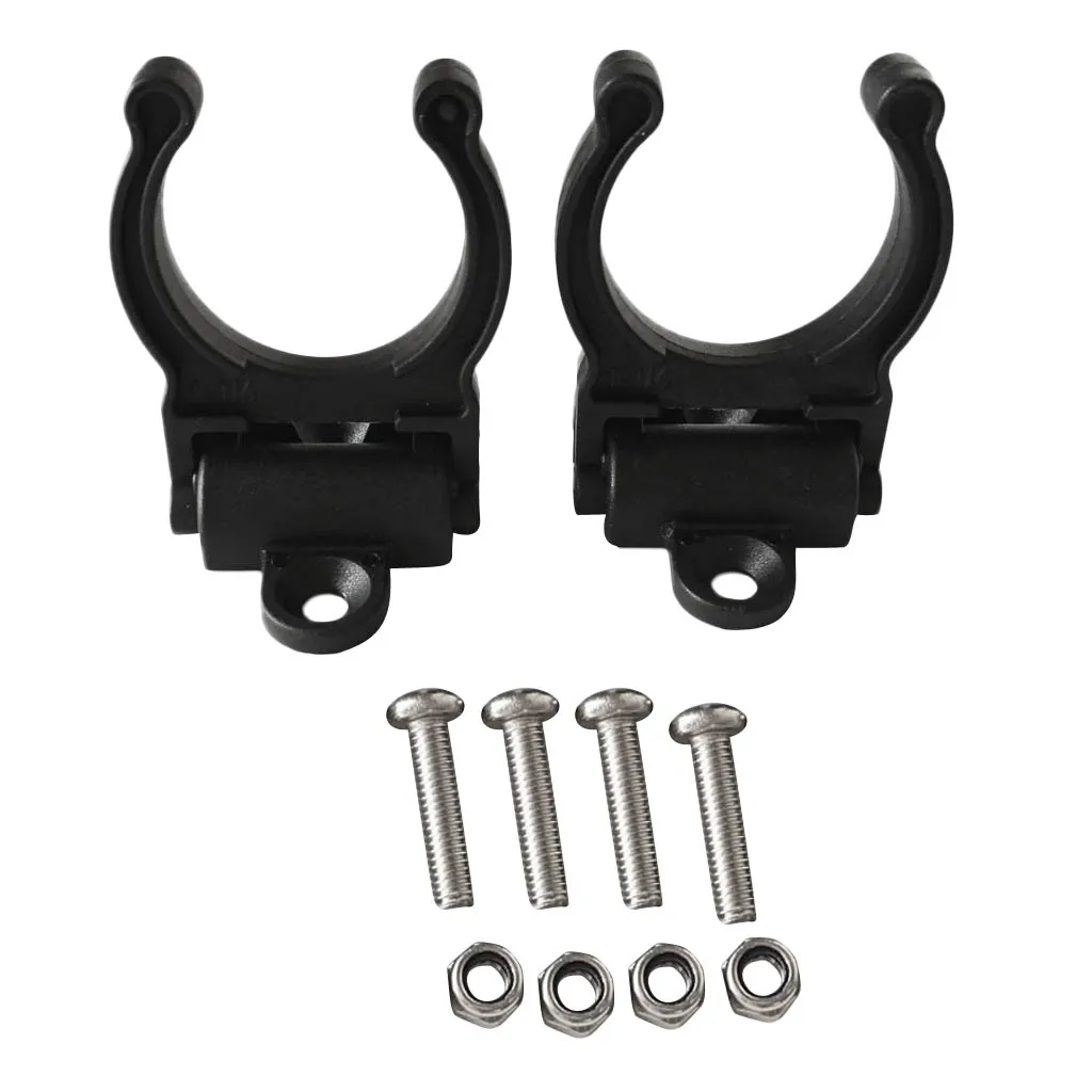 2 Pieces Nylon Kayak Marine Boat Rubber Canoe Paddle Fishing Rod Holder Clip with Screws Vertical Mounted