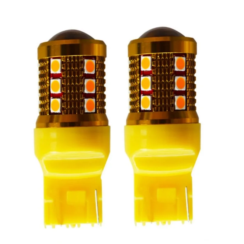 2Pcs T20 W21W 7440 WY21W 24 SMD 3030 LED Car Backup Light Auto Rear