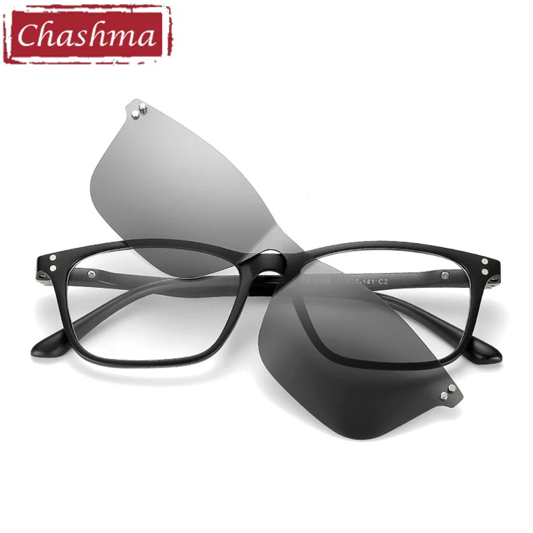 Бренд Chashma TR90 очки с гибкой оправой женские клипсы поляризованные линзы магнит мужские зеркальные солнцезащитные очки оптические оправы - Цвет оправы: Gray Lenses