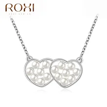 2017 roxi подвески двойное сердце бусы заявление ожерелье новая мода ювелирные изделия женщины дамы романтический цепи для свадьбы