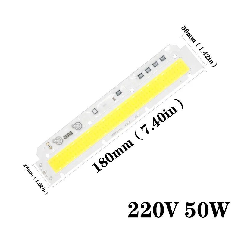 Светодиодный чип AC220V 50 Вт длинная полоса света высокой Мощность светодиодный светильник светодиодный свет COB Панель с лампочками бескорпусный чип источник света Теплый Холодный белый