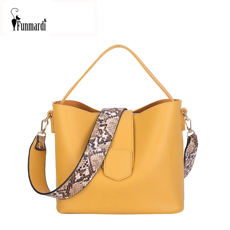

FUNMARDI Casual PU Leather Bucket Bag For Women Crossbody Bag Small Fashion Serpentine Strap Shoulder Bag Women Handbag WLHB1864