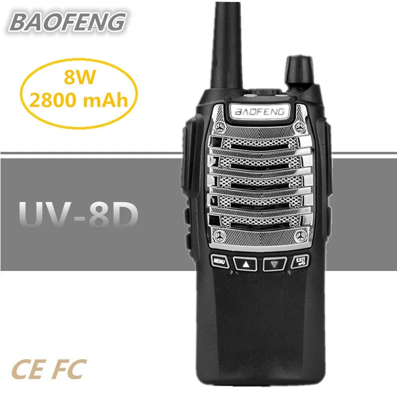 Большой диапазон BAOFENG UV-8D рация 10 км UHF двухстороннее радио 8 Вт 2800 мАч Ham Мобильный приемопередатчик Comunicador CB радио Woki Toki