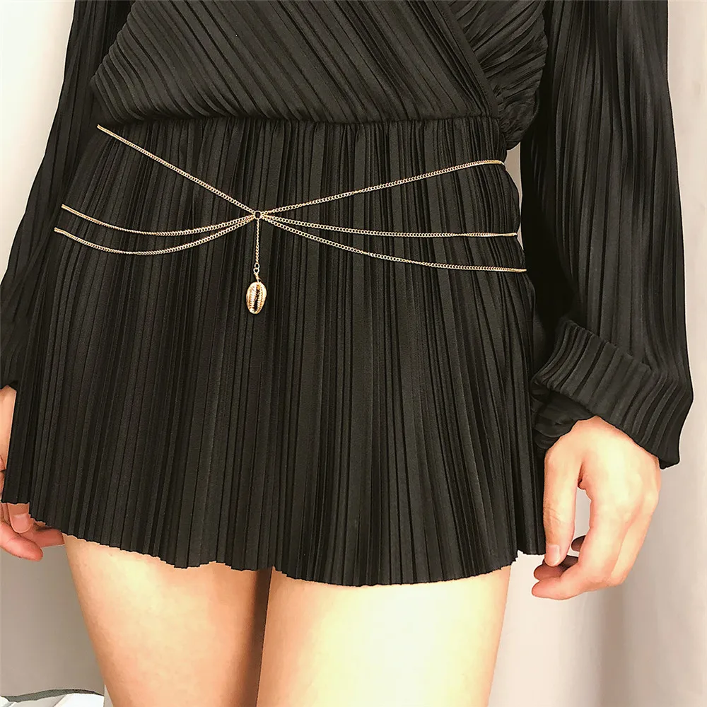 

2019 Bohemia Multi-layer Shell Pendant Gold Silver Waist Chain For Women Fashion Jewelrys Belt Body Chains Party Gift Jewelry