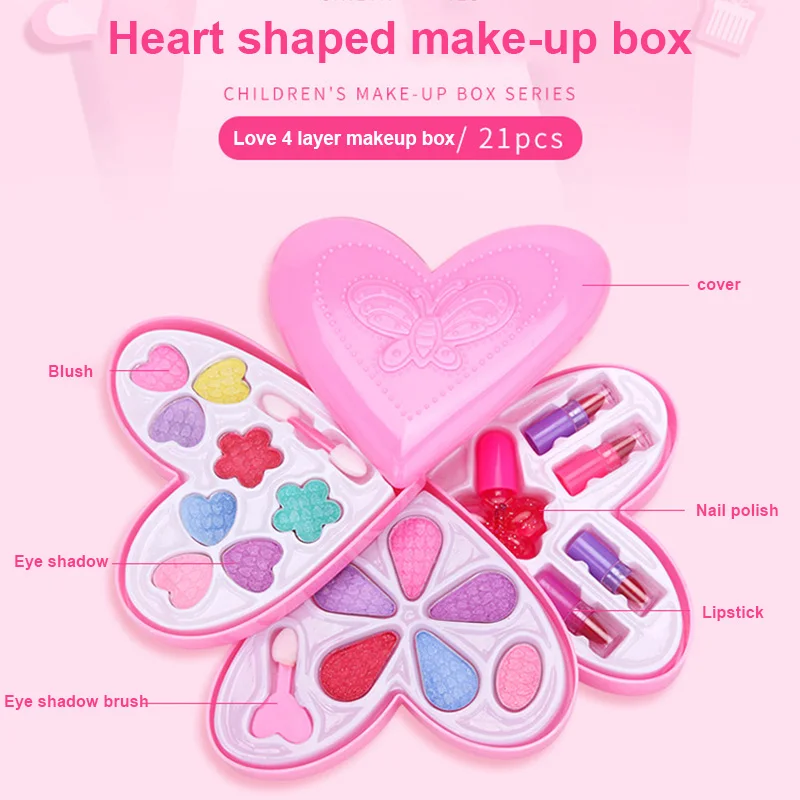 Детский набор для макияжа для девочек, экологически чистый косметический набор для ролевых игр, игрушка принцессы, подарок FJ88