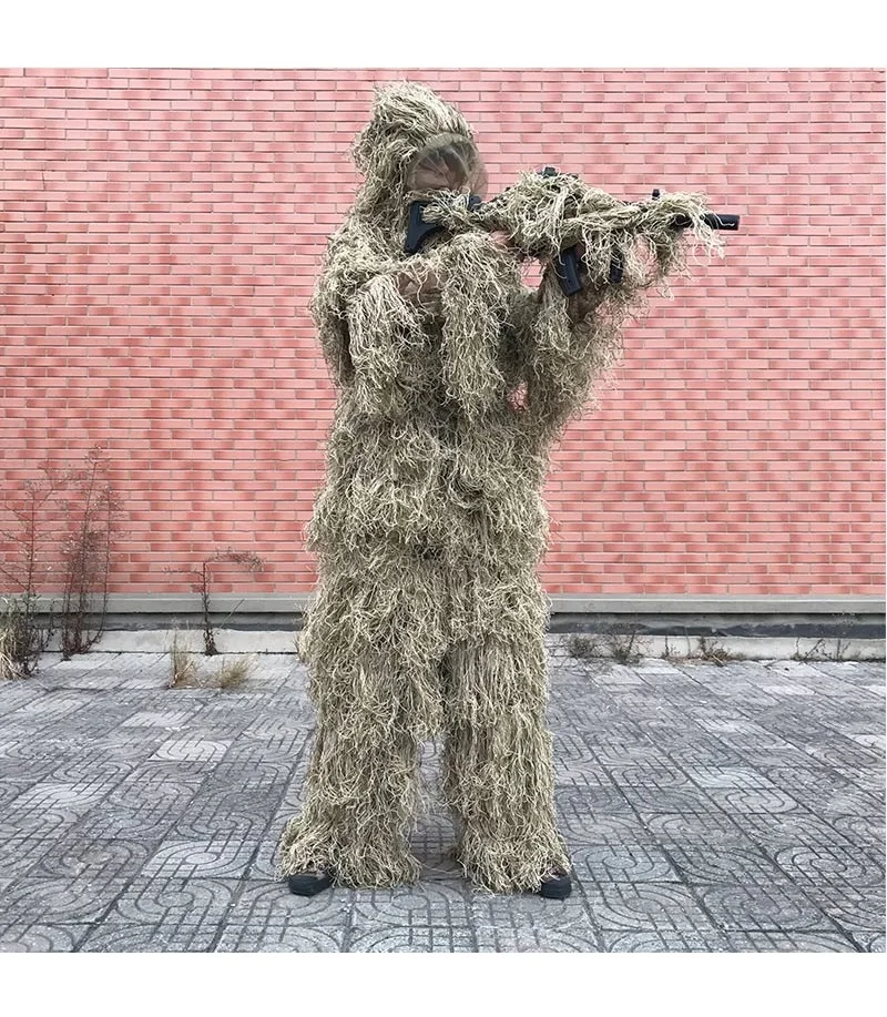 3D Увядшая трава Ghillie костюм 4 шт. снайперская Военная Тактическая камуфляжная одежда охотничий костюм армейская охотничья одежда птичий костюм