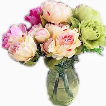 

4pcs (7 heads/bunch) Artificial Peony Flowers Peonies for Bridal Bouquet Wedding Centerpieces Home Party Floral Arrangement