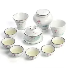 Китайский керамический кунг-фу набор для чая простой чехол чаша чайные чашки полный набор подарочной коробки Jingdezhen чайные наборы