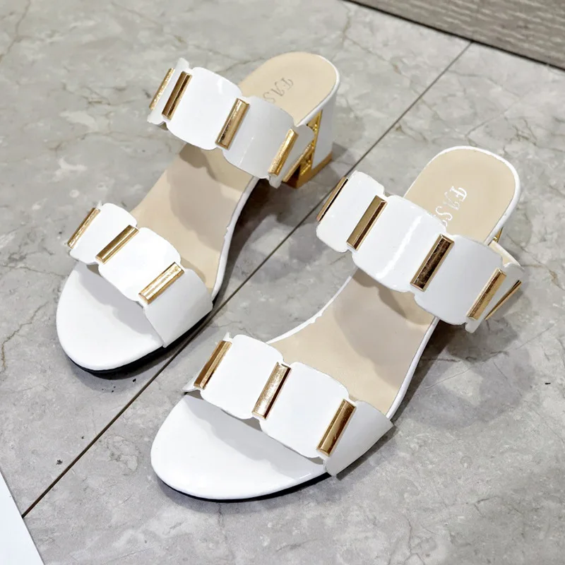 

Sandals Women's Fashion Casual Sexy High-Heeled Cool Slippers Summer New Large Size High-Quality Pu Soft Comfortable Beach Shoes