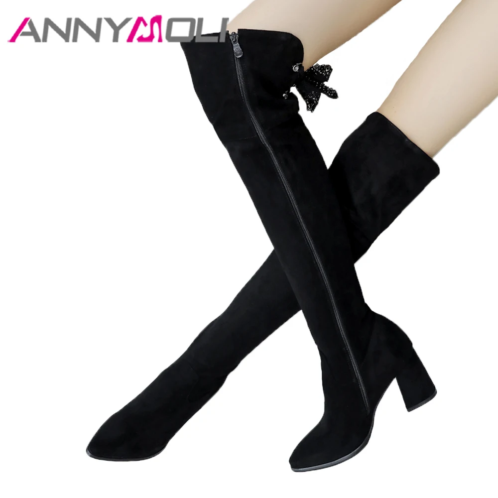 knee high boots thick heel