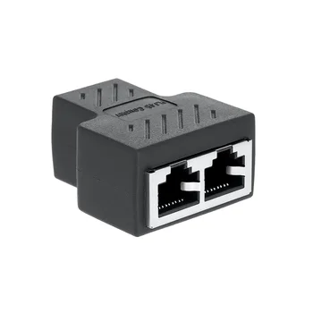 

Hot Sale Black RJ45 Splitter Adapter 1 to 2 Dual Female Port CAT5/CAT 6 LAN Ethernet Sockt Network Connections Splitter Adapter