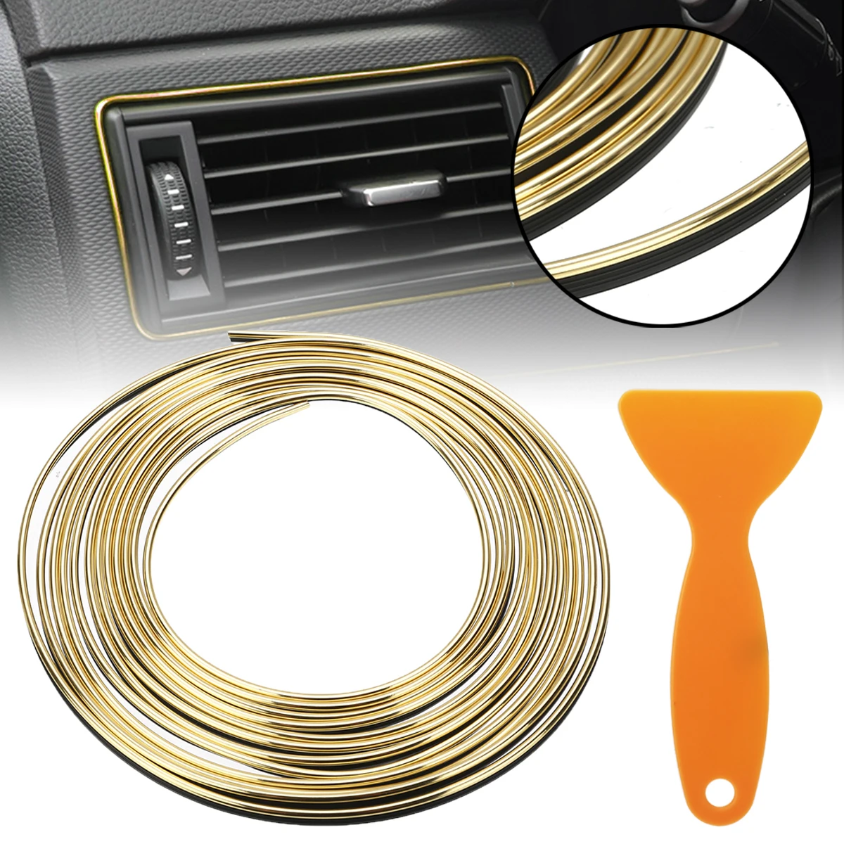 

New Arrival 5 Meter Gold Car Styling Strips Trim Decals Auto Interior Door Sticker Moulding DIY Line Strip Decoration