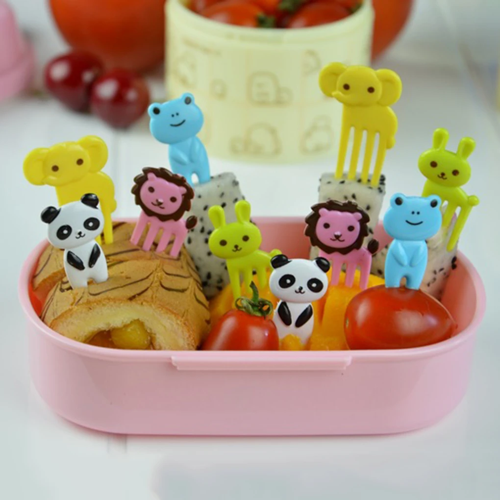 30 pcs Mini Fruit Forks Cartoon Animals Salad Tableware Food Picks for Appetizer