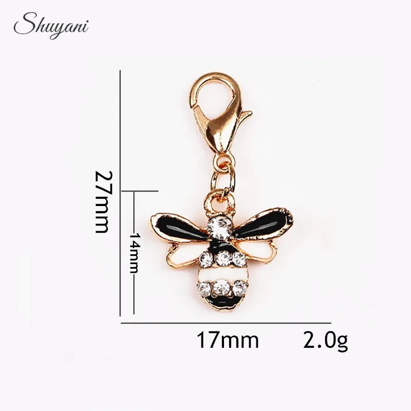 

27*17mm Animal Enamel Floating Dangle Charms Crystal Bee Charms Pendant for Jewelry Making DIY Bracelet Accessories