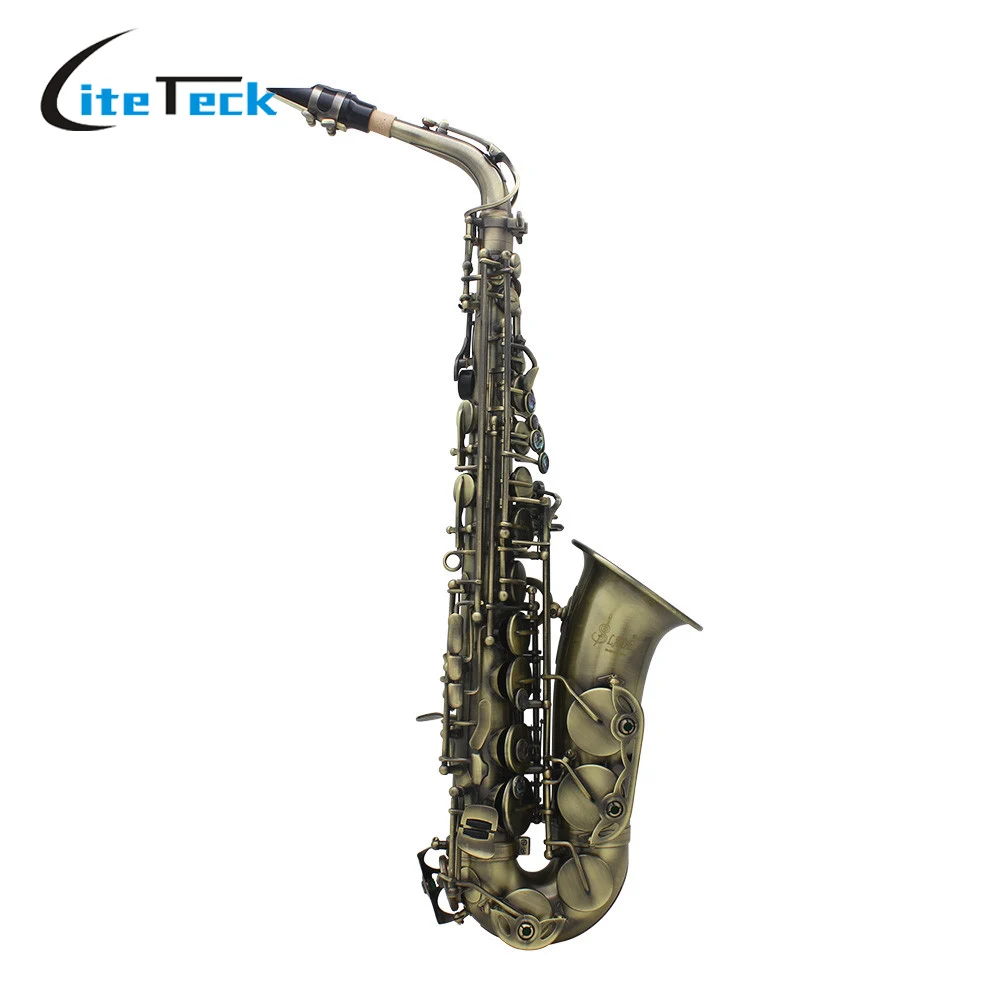 

High Quality Eb E-flat Alto Saxophone Sax Abalone Shell Key Carve Pattern High Grade Antique Finish Bend