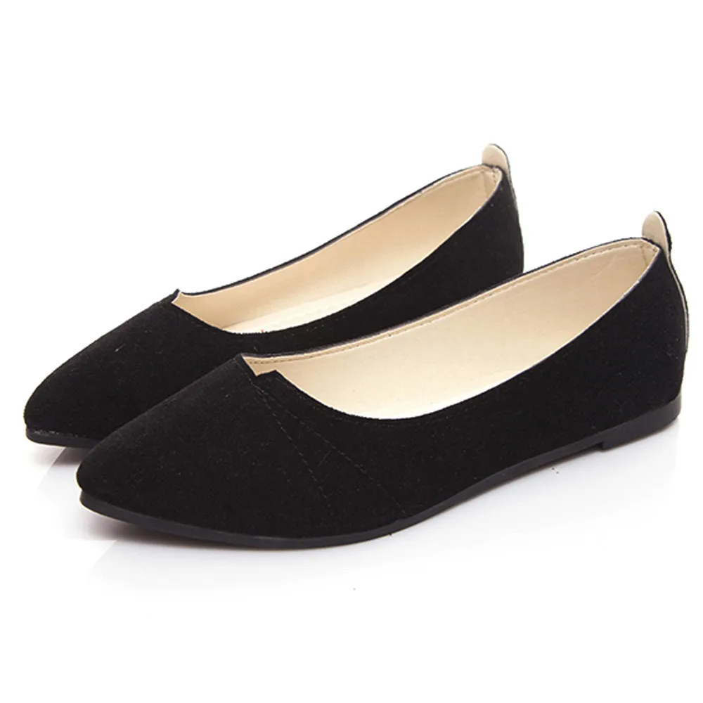 Женская обувь весенние черные туфли из мягкой кожи женские балетки больших размеров с острым закрытым носком без застежки, женские лоферы#10