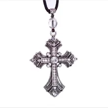 Автомобильный кулон крест Иисуса Кристиана GS151 сплав кристалл зеркало заднего вида Подвески отделка Мода Висячие украшения Автомобиль Стайлинг