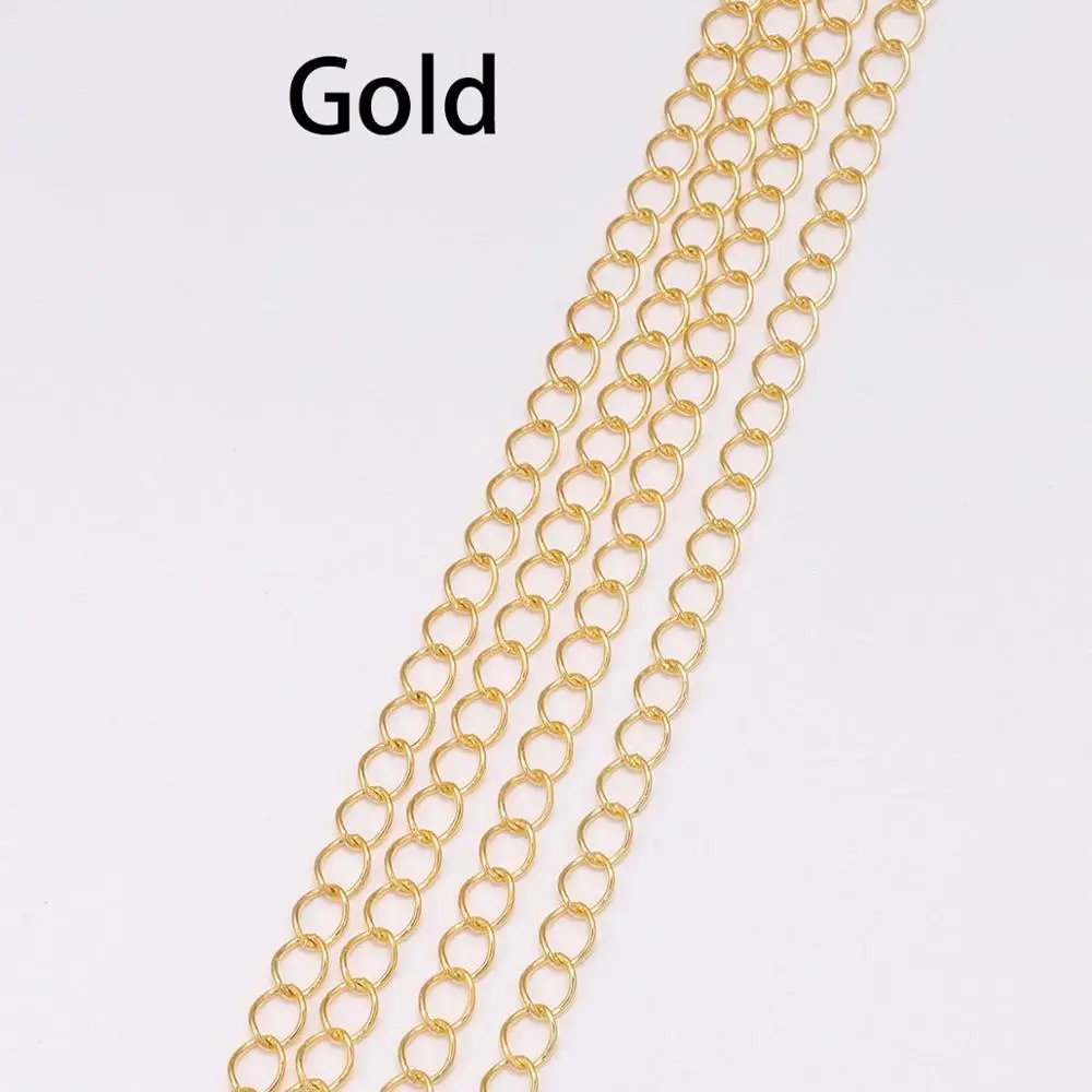5 м/лот, 2,5, 2,8, 3,6, 4,8 мм, длинное кольцо с открытым звеном, удлиненное удлинение, ожерелье, цепочки, хвост, удлиняющая цепь для изготовления ювелирных изделий - Цвет: Gold