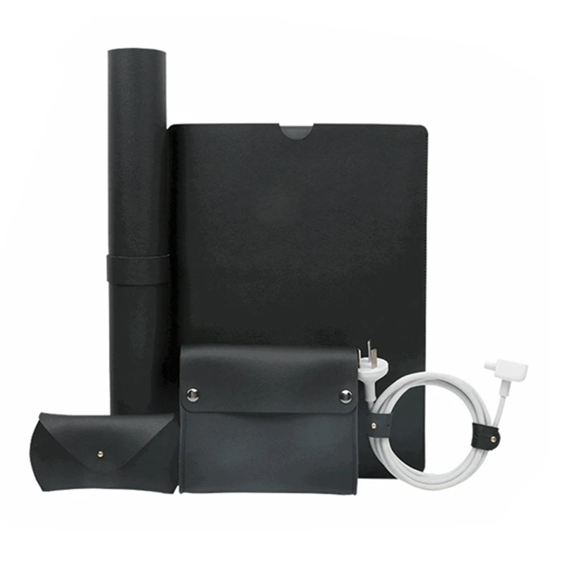 

New 5 in 1 Set PU Leather Laptop Bag Sleeve for Macbook Air 13 Case Notebook Cover for Macbook Pro 13 15 +Mouse Case +Mouse Pad
