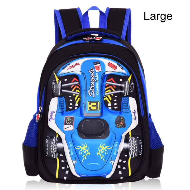 Детский рюкзак для начальной школы, Мультяшные 3D машинки, школьные ранцы для мальчиков детская сумка для девочек, рюкзак, школьные сумки Mochila Infantil - Цвет: Blue-Large