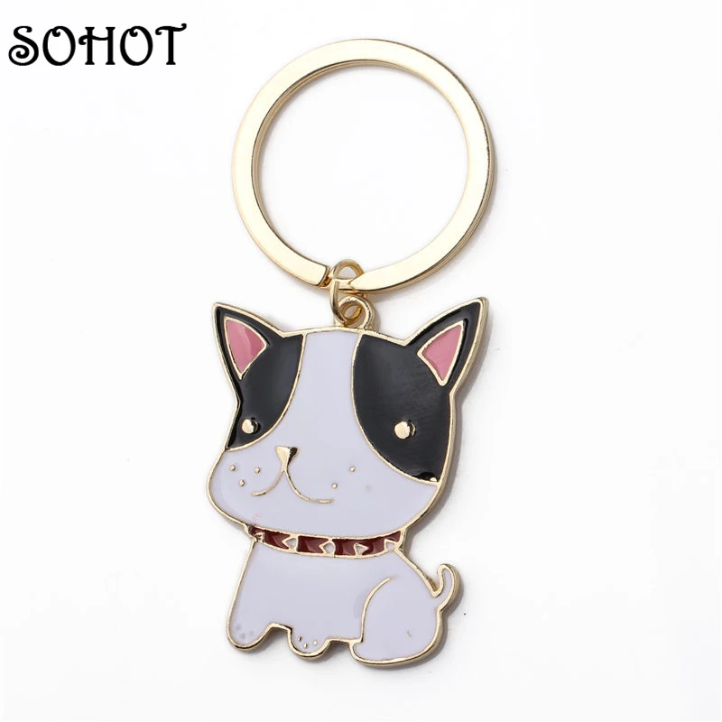 SOHOT Trendy Dog Keychain for Women Girl Cute Enamel Key Ring Holder