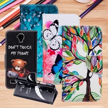 For Huawei Y5 Y560 4.5″ Flip Stand Magnetic Card Slot Wallet PU Leather Phone Case Painted Cartoon Flower Plastic Back Cover Bag