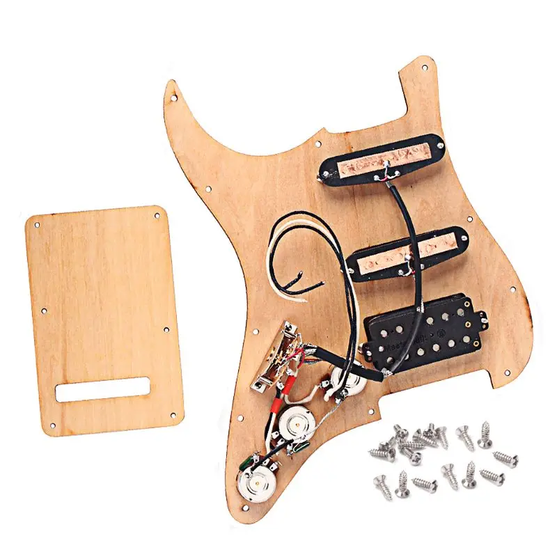 

Guitar Pickguard Prewired for SSH Set Alnico V Full Wood Style Refined For ST Right Handed