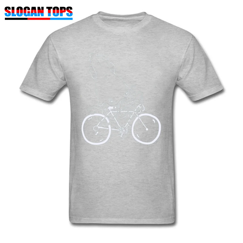 Squid on a bike 9052 O-Neck Top T-shirts Summer/Fall Tops Tees Short Sleeve New Arrival 100% Cotton Summer Tee Shirts Design Man Squid on a bike 9052 grey