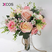 Романтичное Новое поступление, розовые фуксия, два цвета, свадебные цветы, букет невесты для невесты, подружки невесты, кружевная ручка, дешево