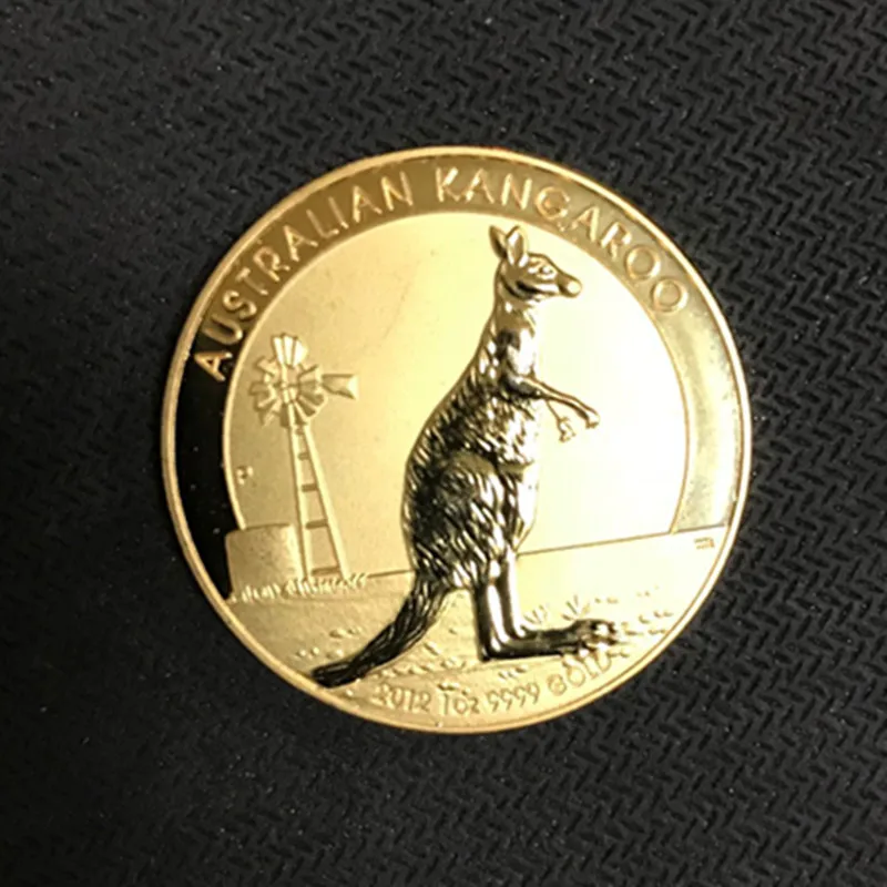 

5 Pcs Non Magnetic The Australian Kangroo 2012 badge Brass core 24K real gold plated 1OZ 32.6 mm Elizabeth collectible Coin