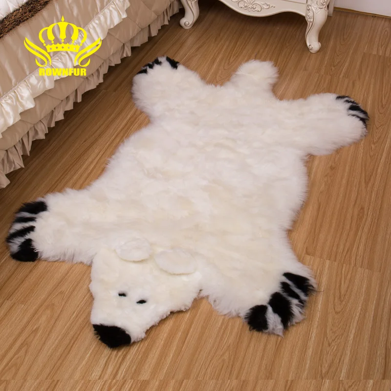 

ROWNFUR Natural Australian Sheepskin Carpets Floor For Living Room Children Hair Non-slip Plush Shaggy Bear Fur Bedside Rugs