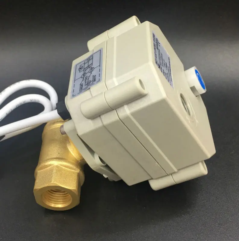 

TF10-B2-B Free Shipping 2-Way BSP 3/8'' DN10 Motorized Ball Valve With Manual Override DC9V-35V 3 Wires 7 Wires