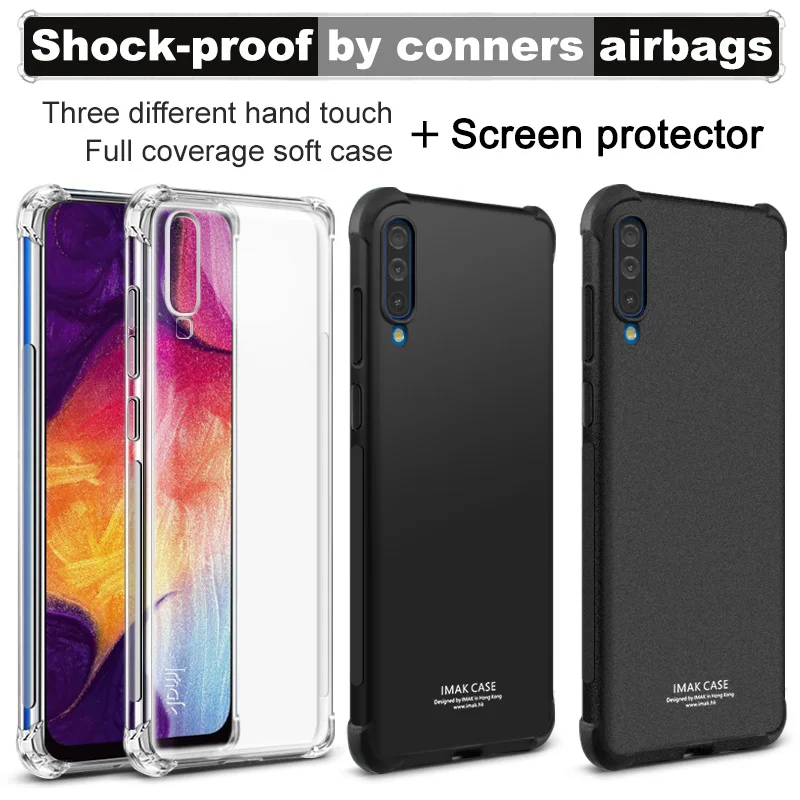 

Imak Case Airbag Cover Shockproof Back Cover for Samsung Galaxy A70 Soft Silicone Cover for Samsung A70 TPU Matte Black