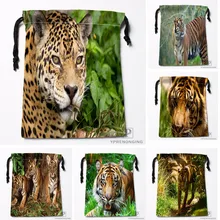 Изготовленные на заказ сумки на завязках в виде тигра в стиле лондонского суматранского тигра, сумка для хранения путешествий, мини сумка для плавания, походов, игрушек, размер 18x22 см#0412-04-06