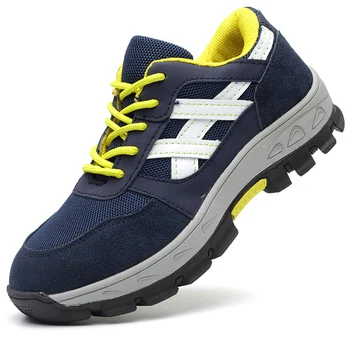 

big size steel toe cap working safety tooling shoes mens casual platform breathable anti-pierce security boots protect footwear