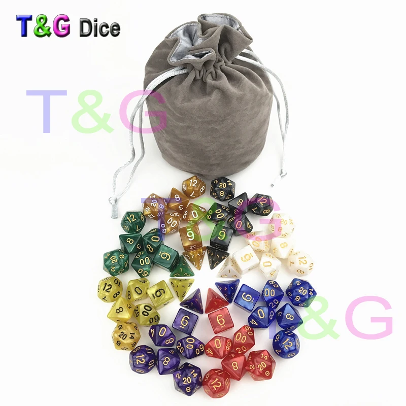 Best Seller 56pcs/bag D&D Dice Sets with Pearlized Effect D4 d6 d8 d10