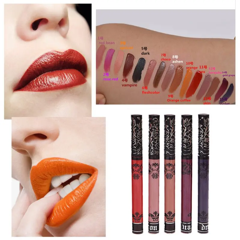 

2018 Make Up Tattoo Waterproof Non-stick Matte Liquid Lipstick Nude Color Lip Gloss Makeup Tools Batom Red maquiagem