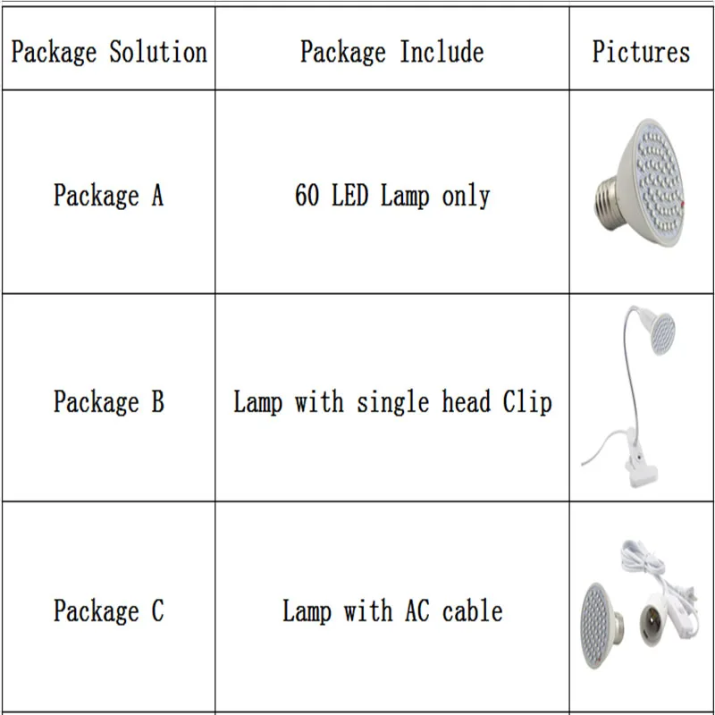 Растет завод свет 60 светодиодный лампы растения цветок лампы растущие Крытый Семена Сад роста с зажимом держатель гидропоники парниковых