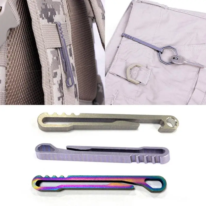 Key Ring Titanium Ti Clip Multi Purpose Buckle Keyring Hike Belt Bottle Opener Key TC4 Multifunction Camp EDC Ring Outdoor