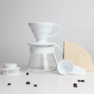 1 Набор, полимерная кофейная чашка, эспрессо, кофейная чашка, фильтровальные чаши V60, воронка для капельного обмена, кофейник, аксессуары для кофе, для соревнований - Цвет: White