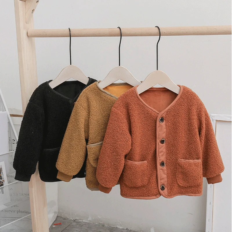B&N Autumn Winter Baby Girls Lambs Jacket Boys Coat Jacket Kids Warm Velvet Coats Children Girls Outerwear & Coats Girls Clothes2