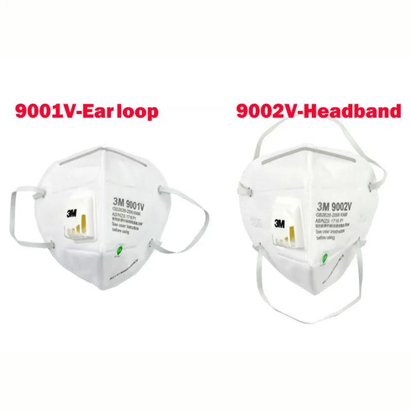 3 шт./пакет 3 м респиратор 9001V 9002V 9501V 9502V PM2.5 Анти-туман защитные маски против гриппа дыхательный клапан порошковый респиратор