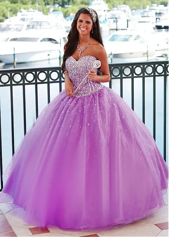 Buy new 2017 Lilac Beaded Strapless Ball Gown Prom