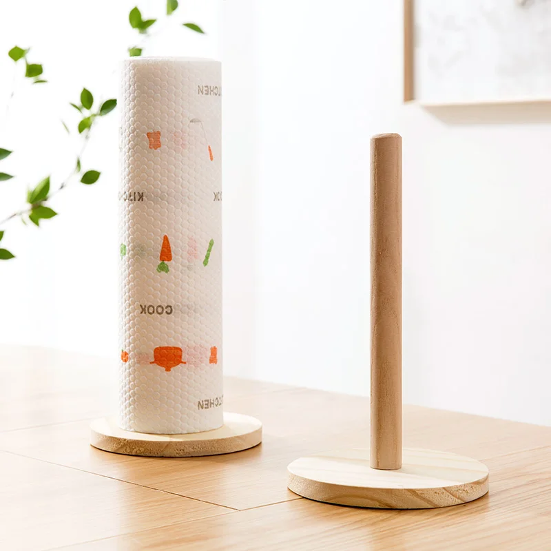 

Japanese imported wooden vertical paper towel rack napkin kitchen non-punching roll paper receptacle rack