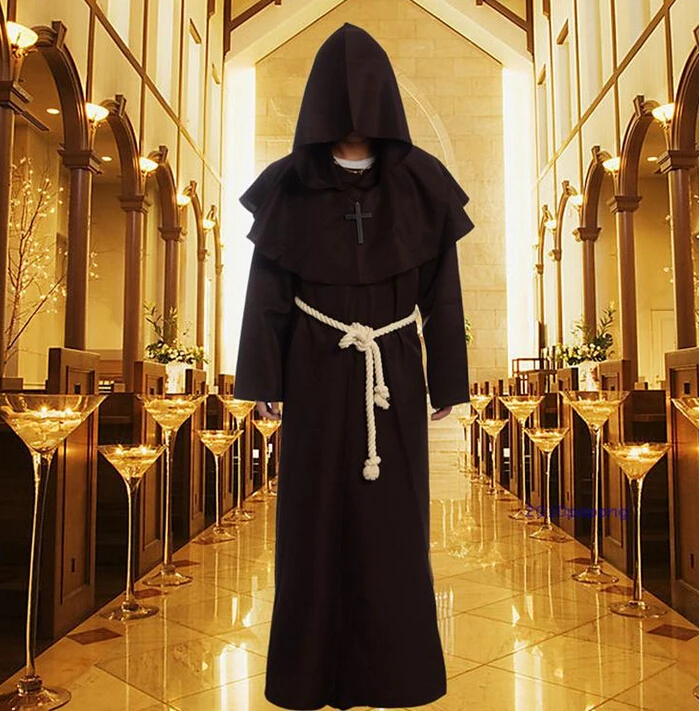 Cowled Robe Monk Outfit Gothden Medieval Renaissance Friar Cowl Robe Hooded ...