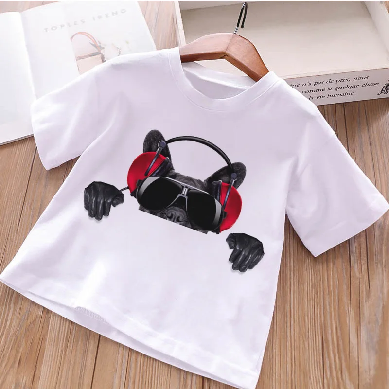 Harajuku Cartoon Cotton Girls Shirt New Fashion Vintage T Shirt Kid Cute Dog Animal Print Punk Rock Streetwear Boys Tshirts