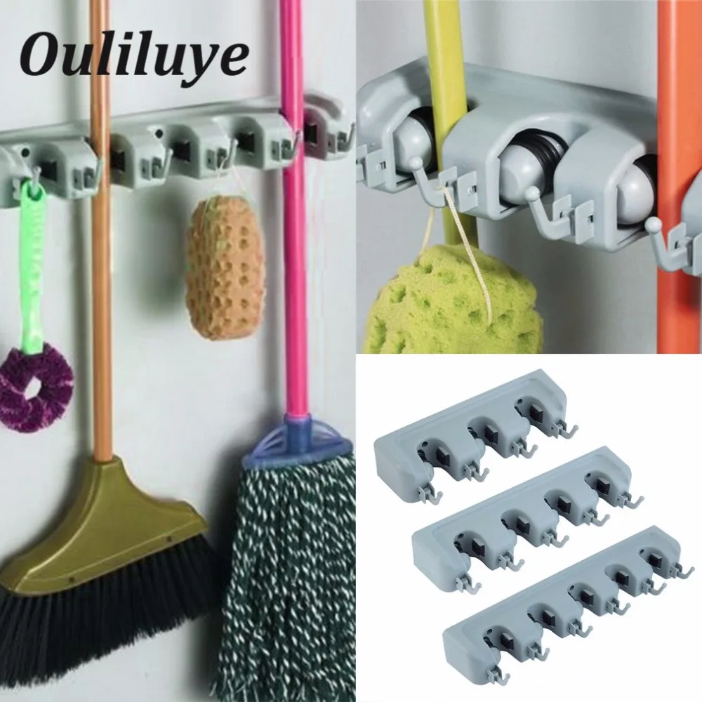 

Storage Mop Holder Brush Broom Holder Wall Mounted Storage Rack Multifunction Kitchen Organizer Bathroom Tool Accessories