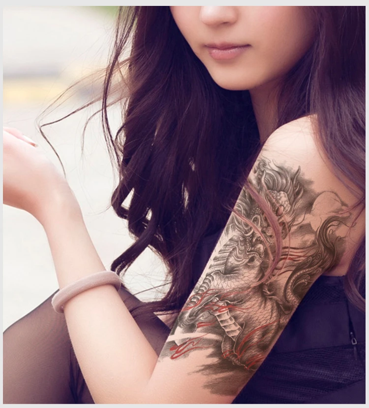 New Tattoo Sticker For Body Arms Flame Fire Kirin Patterntemporary Tattoo Sticker For Men Male Waterprrof Body Tattoo Sticker Stickers Coin Sticker Book For Collecting Stickersstickers Dragon Aliexpress