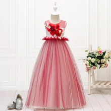 2019 new European and American children's dress dress sleeveless flower princess birthday party show evening dress qyflyxue the popular european and american birthday party dress the beautiful princess ballet dress the children s dress