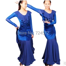 Бальный танцевальный костюм сексуальный кисея с длинным рукавом коктейльное платье для женщин бальный танец соревнование длинное платье 2 цвета